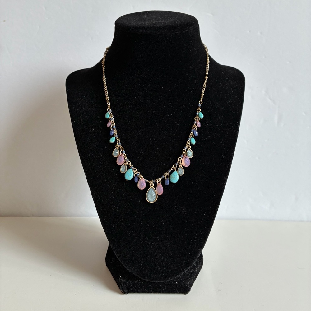 Nine West Vintage America Collection Beaded Turquoise Pink 16-18” Necklace NWT